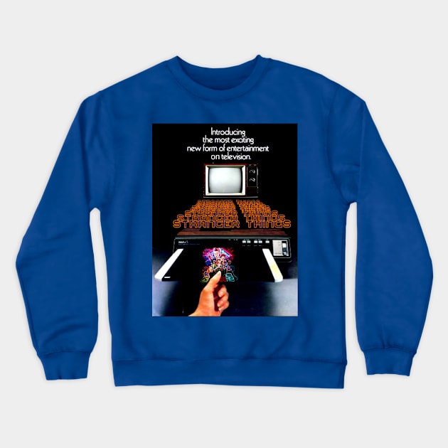 Stranger things s3 laserdisc fictional ad Crewneck Sweatshirt by Diversions pop culture designs